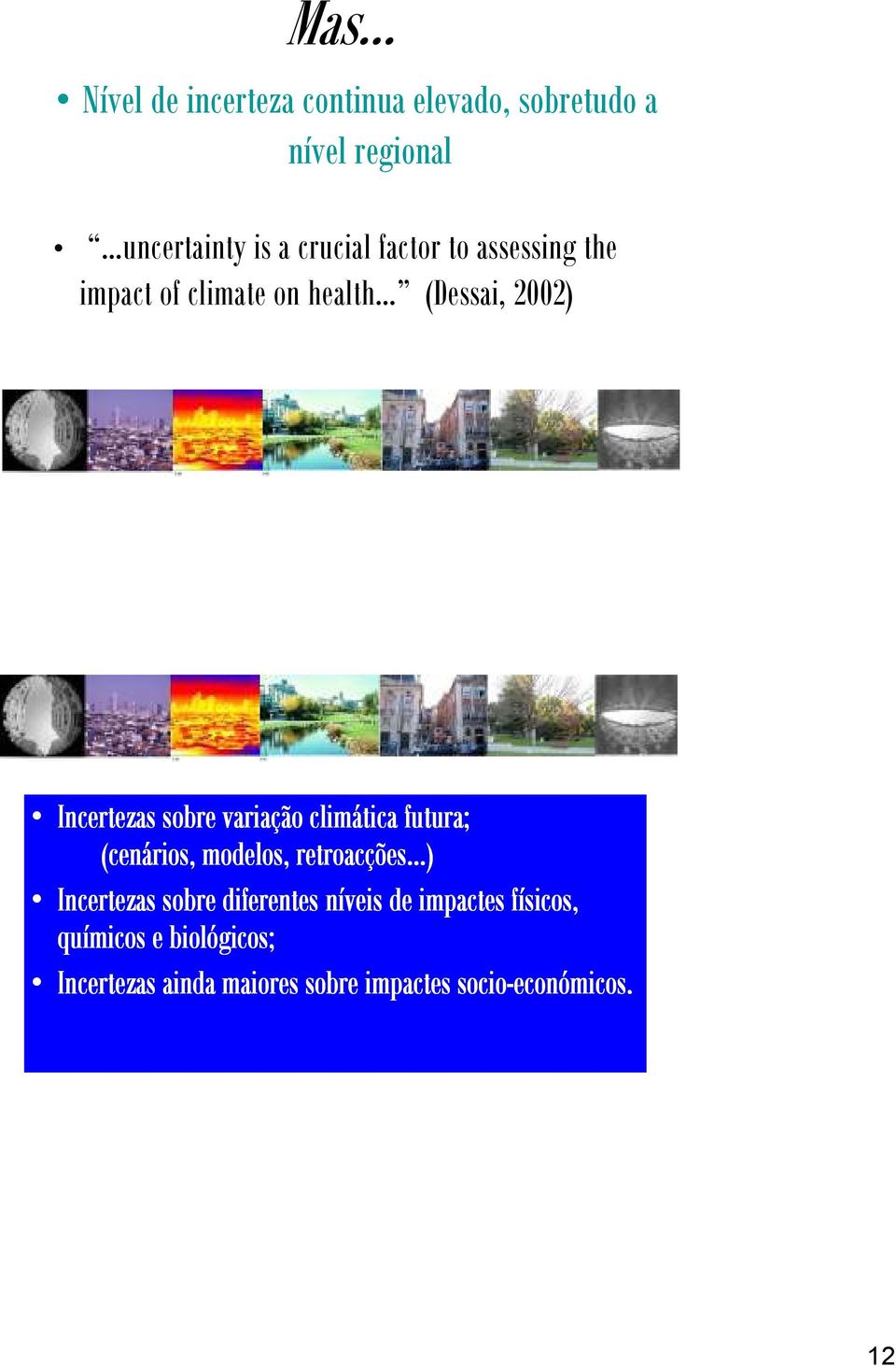 climática futura; (cenários, modelos, retroacções ões ) Incertezas sobre diferentes níveis de