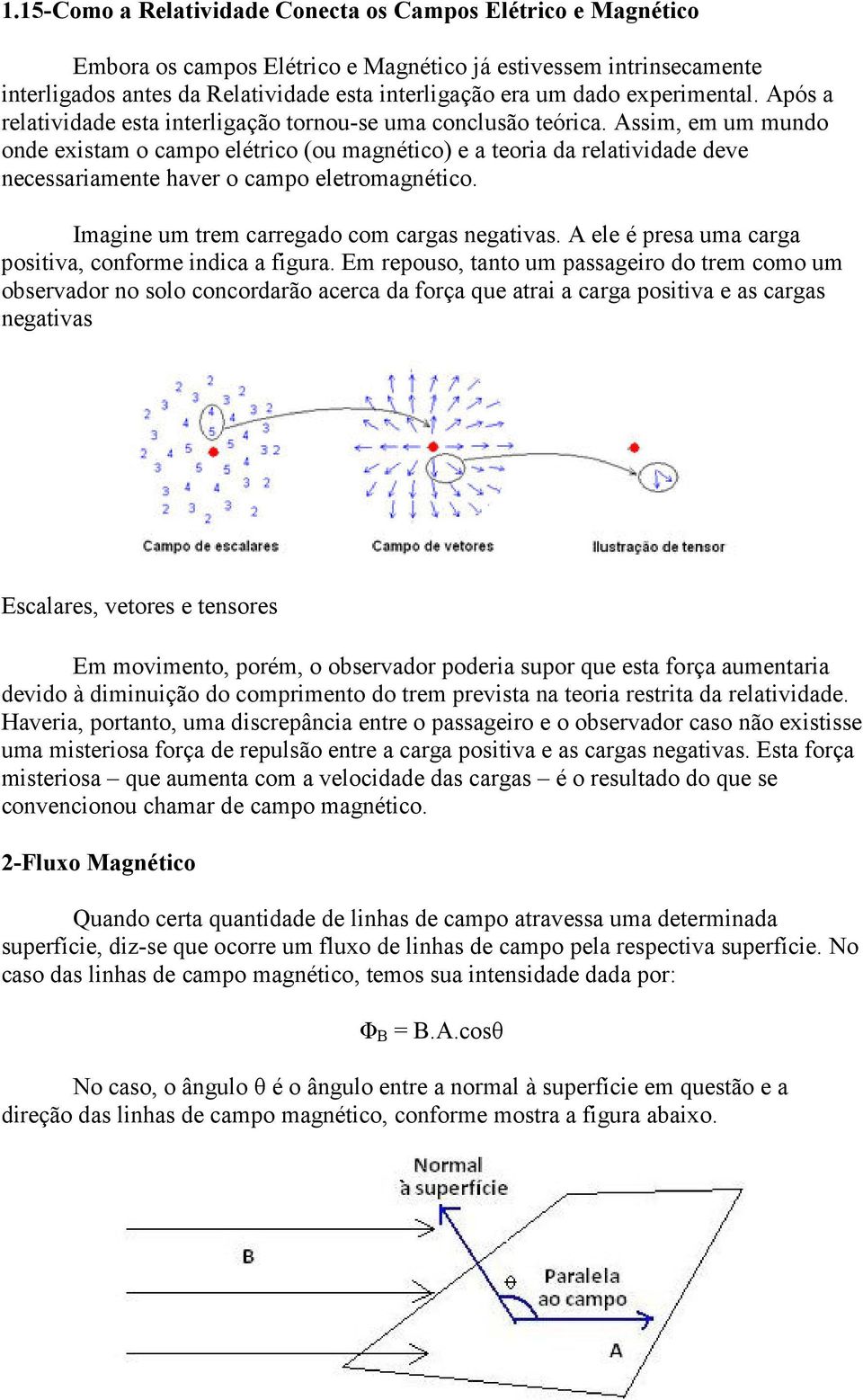 Assim, em um mundo onde existam o campo elétrico (ou magnético) e a teoria da relatividade deve necessariamente haver o campo eletromagnético. Imagine um trem carregado com cargas negativas.