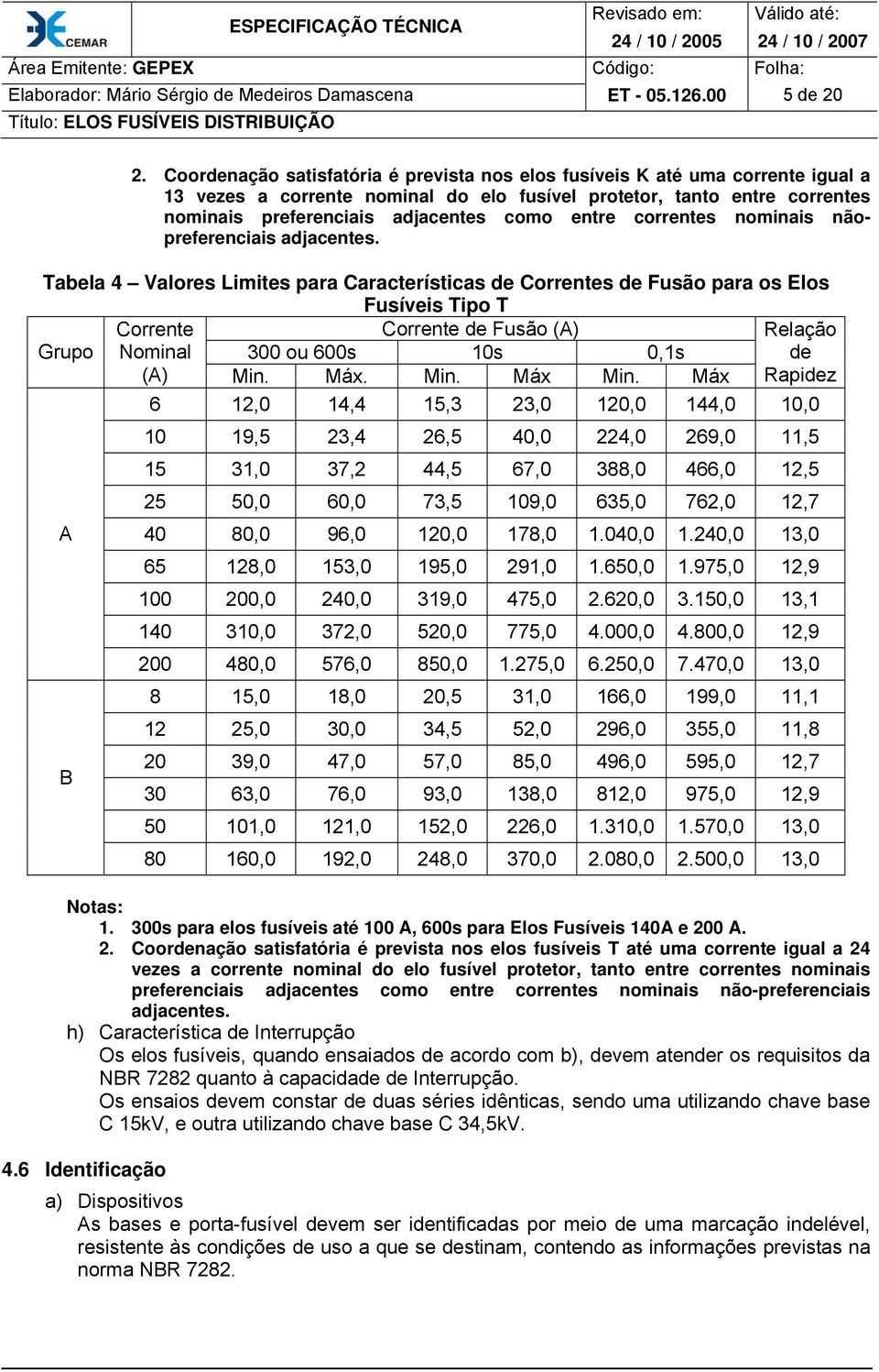 entre correntes nominais nãopreferenciais adjacentes.