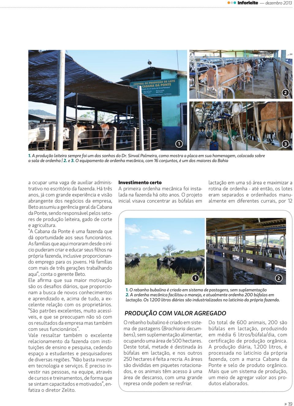 Há três anos, já com grande experiência e visão abrangente dos negócios da empresa, Beto assumiu a gerência geral da Cabana da Ponte, sendo responsável pelos setores de produção leiteira, gado de