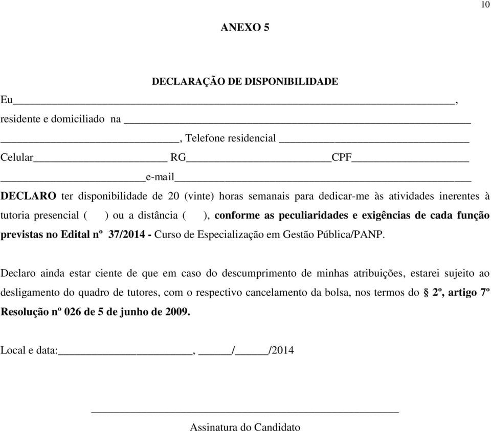 37/2014 - Curso de Especialização em Gestão Pública/PANP.