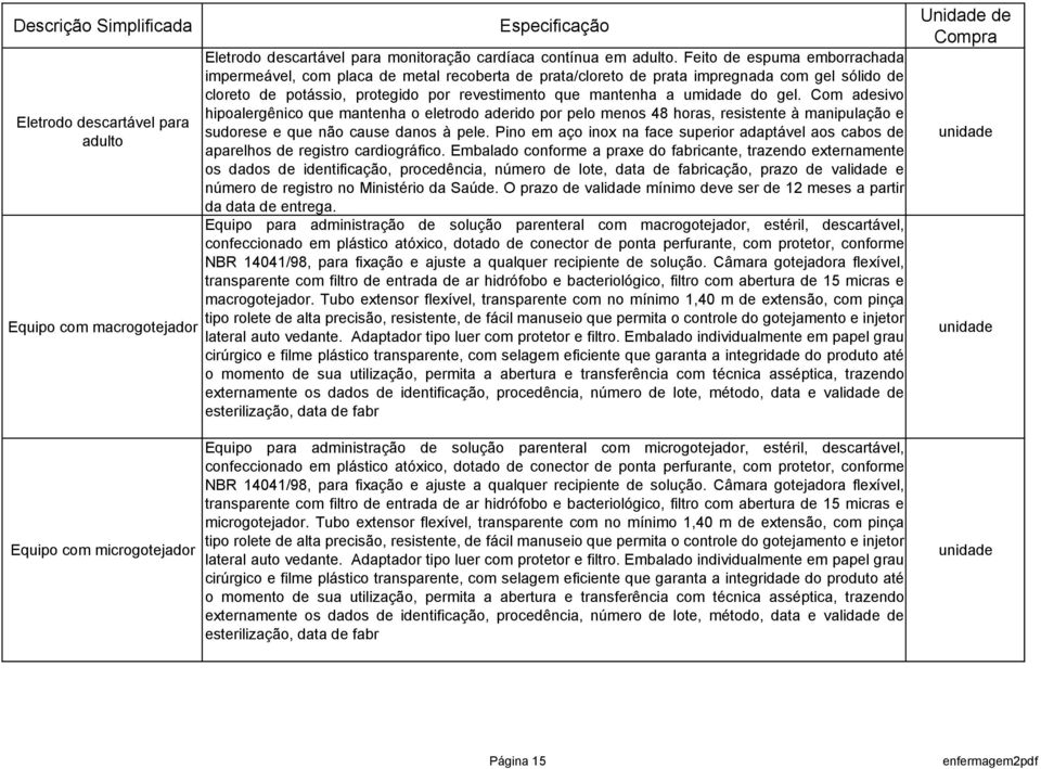 gel. Com adesivo hipoalergênico que mantenha o eletrodo aderido por pelo menos 48 horas, resistente à manipulação e sudorese e que não cause danos à pele.