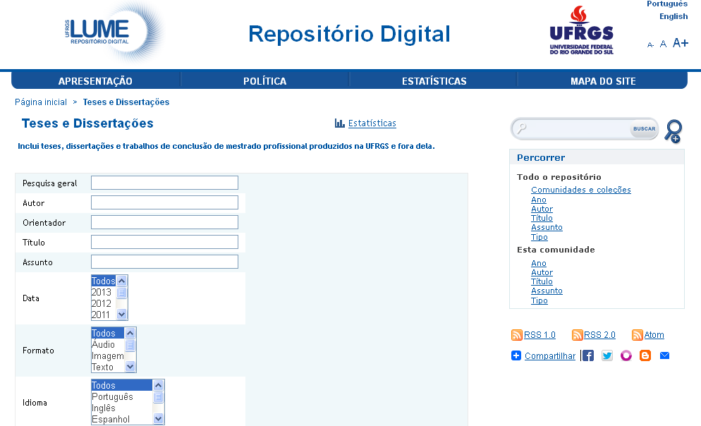 Estatísticas resumidas por