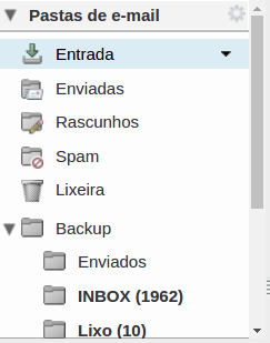 Figura 9 Pasta Backup e da pasta INBOX.