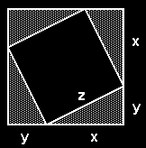 A partir da igualdade expressa no teorema de Pitágoras, assinale a alternativa que completa a sentença a seguir, baseada na nova figura.