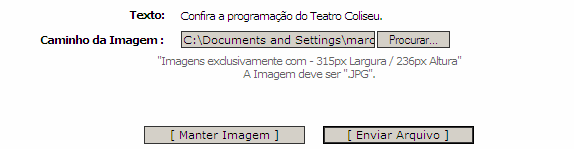 Insira um Texto com até 47 caracteres. Se desejar, digite um Link (endereço web) que abrirá quando clicar na imagem, mas para isso, selecione a opção Link externo como Sim.