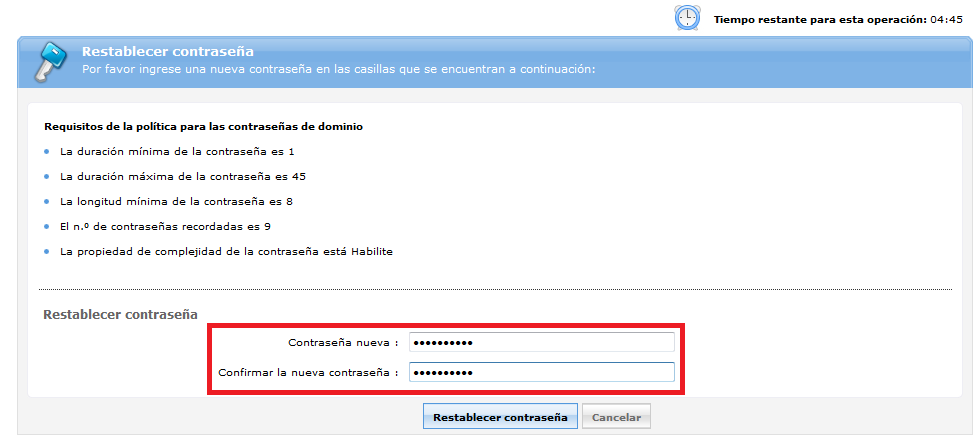 Você deve digitar a nova senha em conformidade com os requisitos de segurança da norma Arcos.