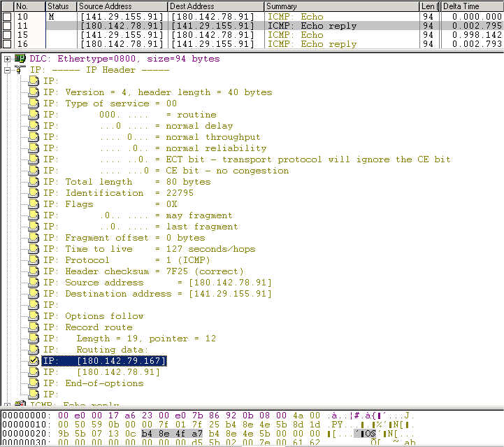 Opções IP Record Route