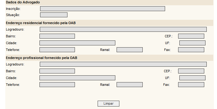 Preencha um dos campos OAB ou Nome e pressione ENTER, o