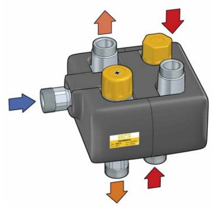 ENERGIA SOLAR TÉRMICA - ACESSÓRIOS Kit Termostático de Ligação Solar - Caldeira Misturadora Corpo em liga anti-dezincificação CR; Pressão máxima: 10 bar; Campo de regulação da temperatura: 35:55ºC;