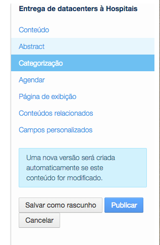 3.5 No vocabulário Tipos de conteúdo, clique em Selecionar e escolha a categoria