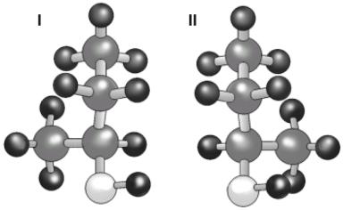 8) (UFES) Dados os compostos: É opticamente ativo: a) somente I b) I e II c) I e III d) I, II e III e) II e III 9) (UNI-RI) A figura ao lado representa estruturas espaciais de moléculas de butan-2-ol.