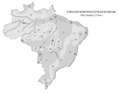 23 23 28 8 11 28 8 28 Agora responda: Os números 11, 8, 28 e 23 são respectivamente a)planalto Nordestino, Planaltos e Serras de Goiás-Minas, Planícies Litorâneas e Planície Araguaia.