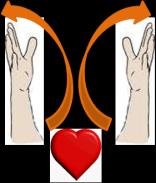 EXPLICAÇÃO DAS IMAGENS DE ACORDO COM AS DESCRIÇÕES DA APOSTILA DE GESTOS Mostrar a mão esquerda para o lado esquerdo Mão para cima Fazer um semicírculo de cima para baixo (rocha) Mãos para cima Fazer