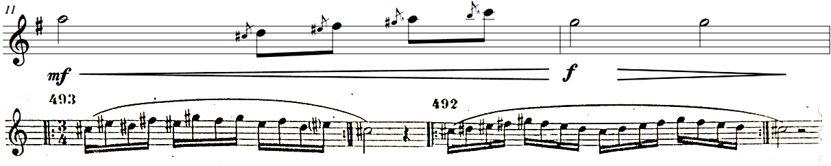 4 A comparação dos trechos entre a clarineta solista e o método Klosé baseia-se na semelhança entre exercícios que possuam notas, ritmo ou articulação idêntica aos trechos da obra A Vida pela Flor.