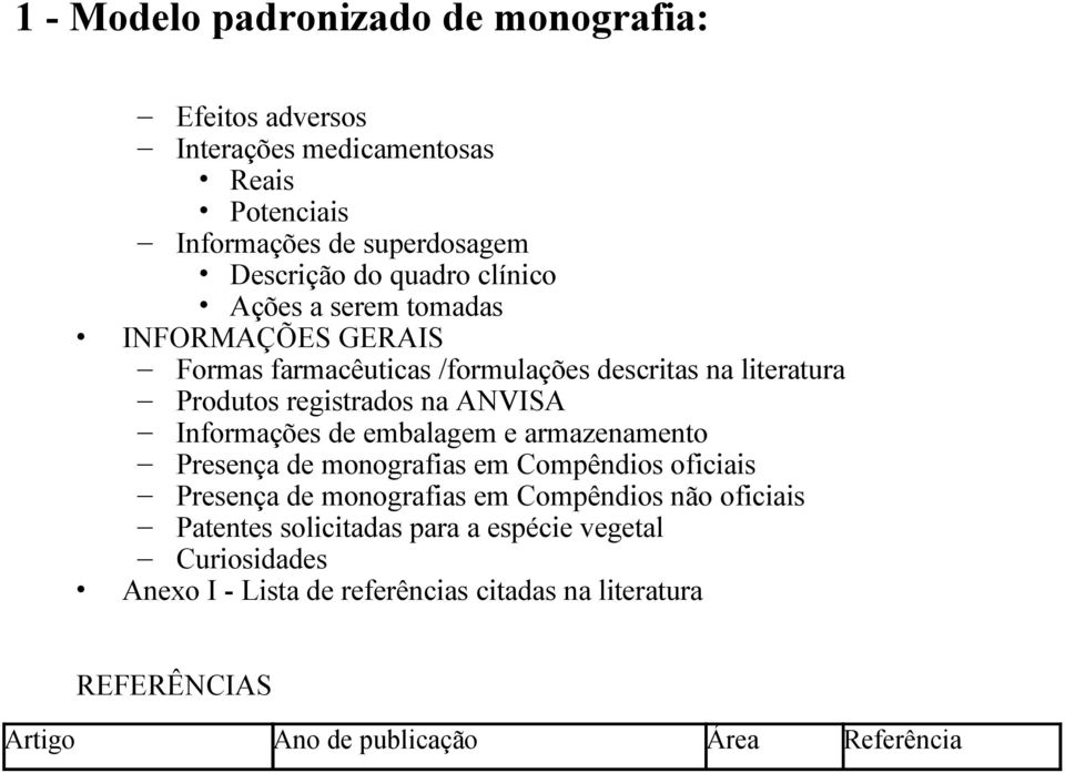 Informações de embalagem e armazenamento Presença de monografias em Compêndios oficiais Presença de monografias em Compêndios não oficiais