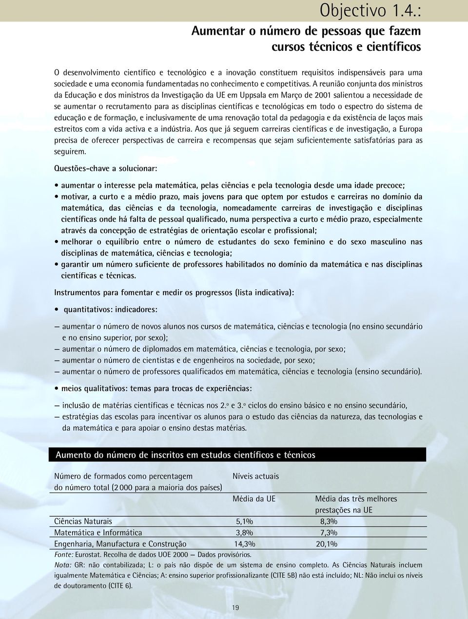 tecnológicas em todo o espectro do sistema de educação e de formação, e inclusivamente de uma renovação total da pedagogia e da existência de laços mais estreitos com a vida activa e a indústria.