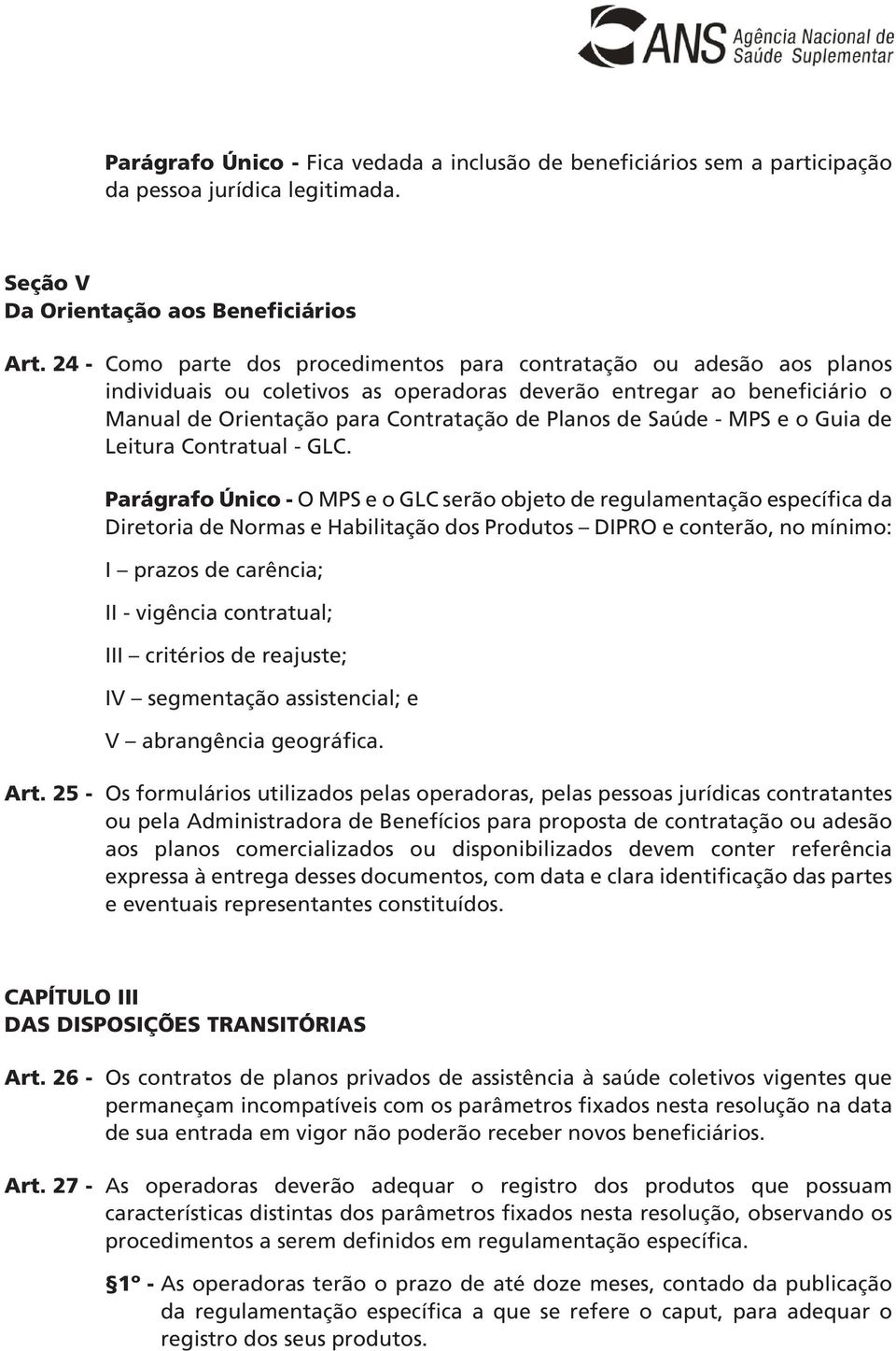 Saúde - MPS e o Guia de Leitura Contratual - GLC.