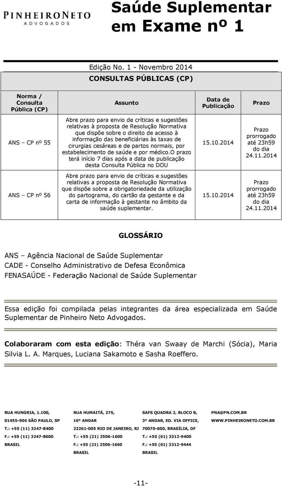 o prazo terá início 7 dias após a data de publicação desta Consulta Pública no DOU 15.10.2014 Prazo prorrogado até 23h59 do dia 24.11.