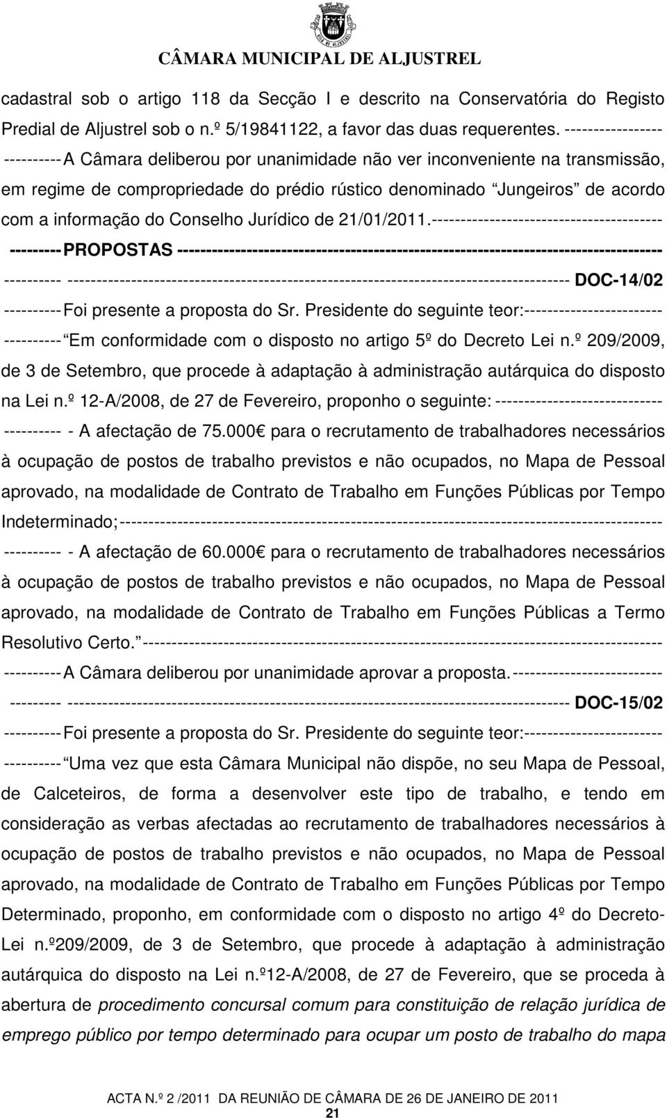 Conselho Jurídico de 21/01/2011.