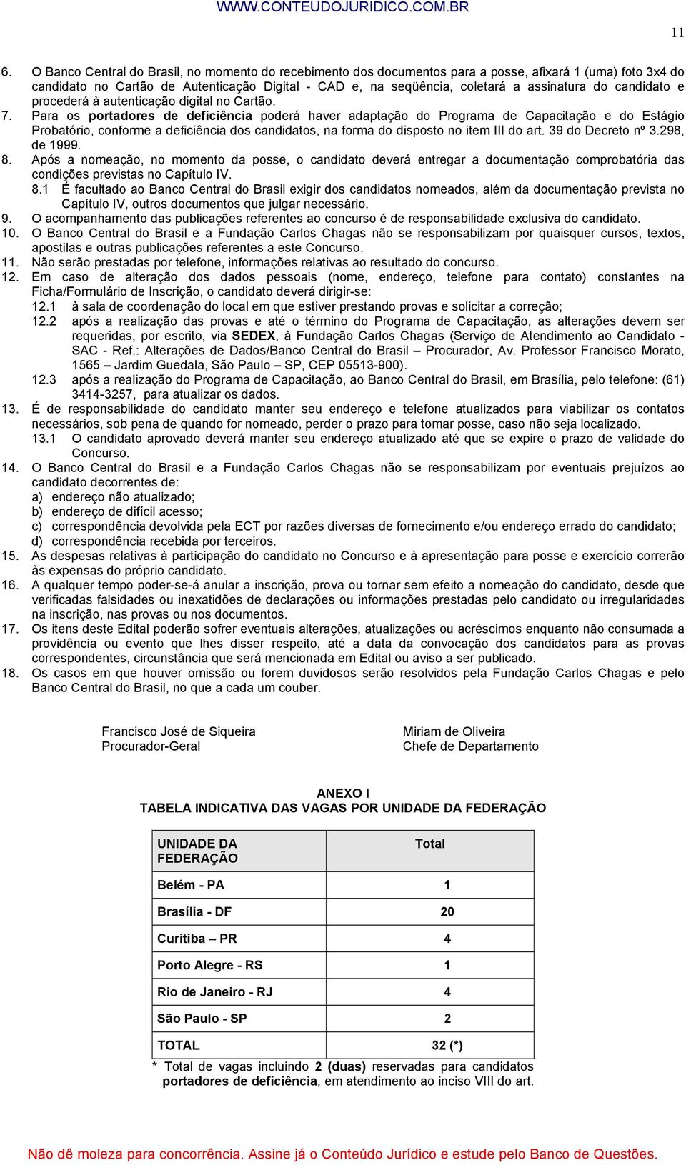 Para os portadores de deficiência poderá haver adaptação do Programa de Capacitação e do Estágio Probatório, conforme a deficiência dos candidatos, na forma do disposto no item III do art.