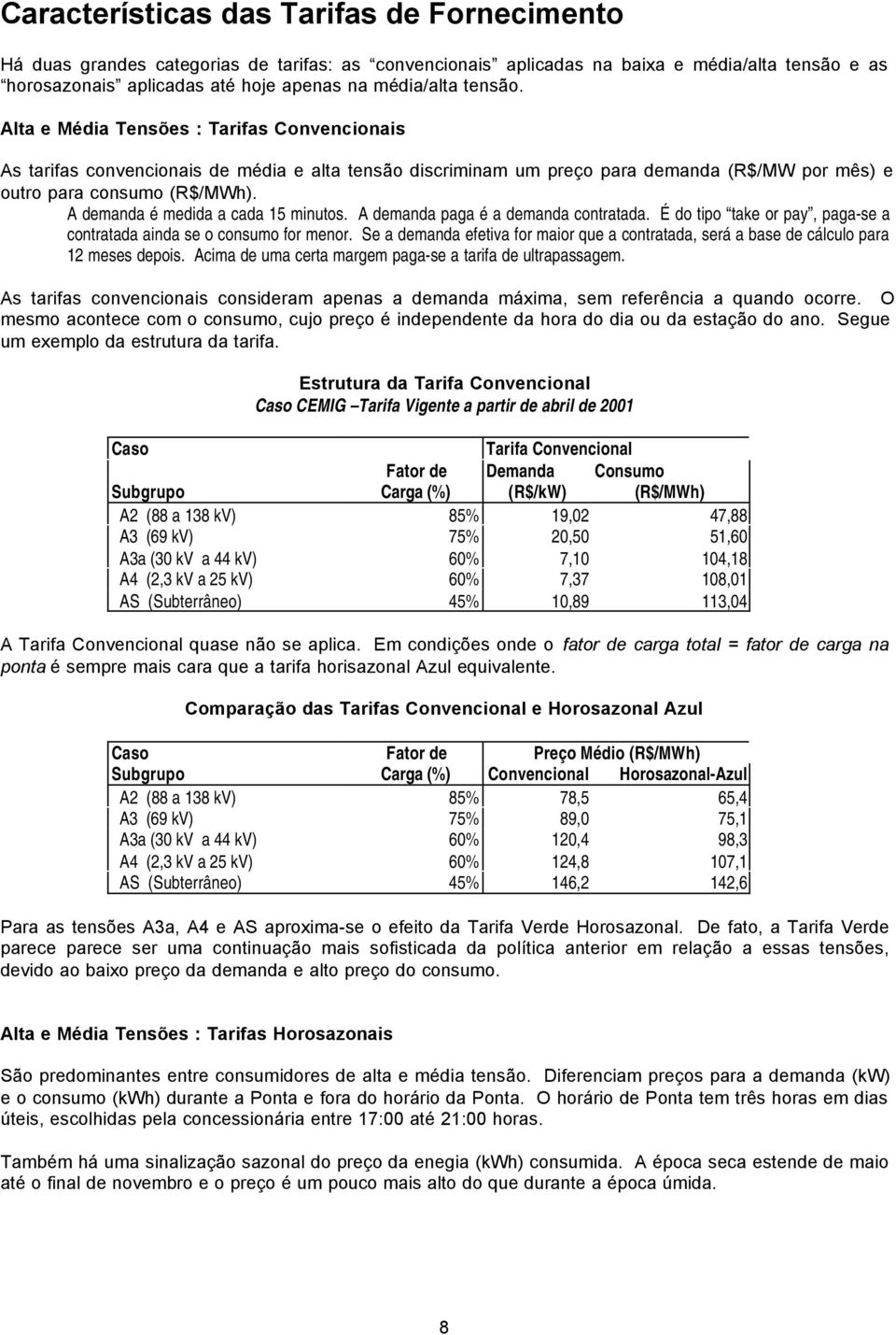 A demanda é medida a cada 15 minutos. A demanda paga é a demanda contratada. É do tipo take or pay, paga-se a contratada ainda se o consumo for menor.