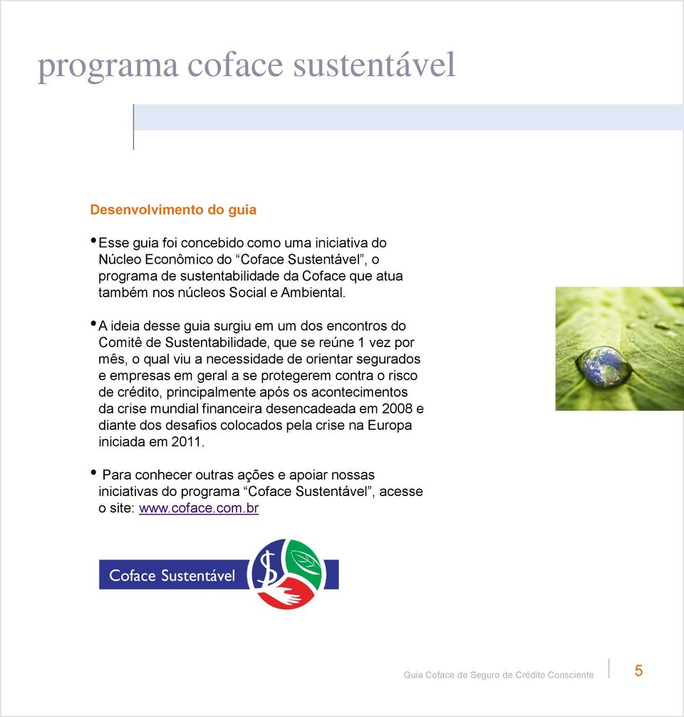 A ideia desse guia surgiu em um dos encontros do Comitê de Sustentabilidade, que se reúne 1 vez por mês, o qual viu a necessidade de orientar segurados e empresas em geral a se protegerem