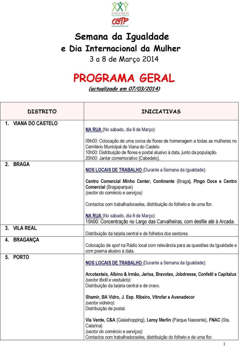 população. 20h00: Jantar comemorativo (Cabedelo).