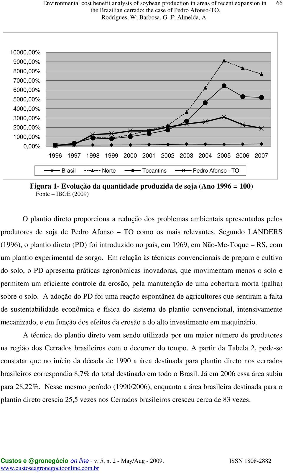 Afonso TO como os mais relevantes. Segundo LANDERS (1996), o plantio direto (PD) foi introduzido no país, em 1969, em Não-Me-Toque RS, com um plantio experimental de sorgo.