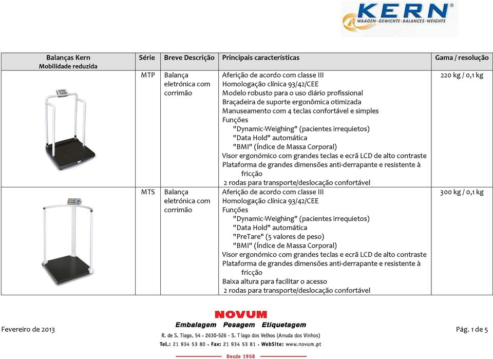 fricção 2 rodas para transporte/deslocação confortável "PreTare" (5 valores de peso) Visor ergonómico com grandes teclas e ecrã LCD de alto contraste Plata grandes