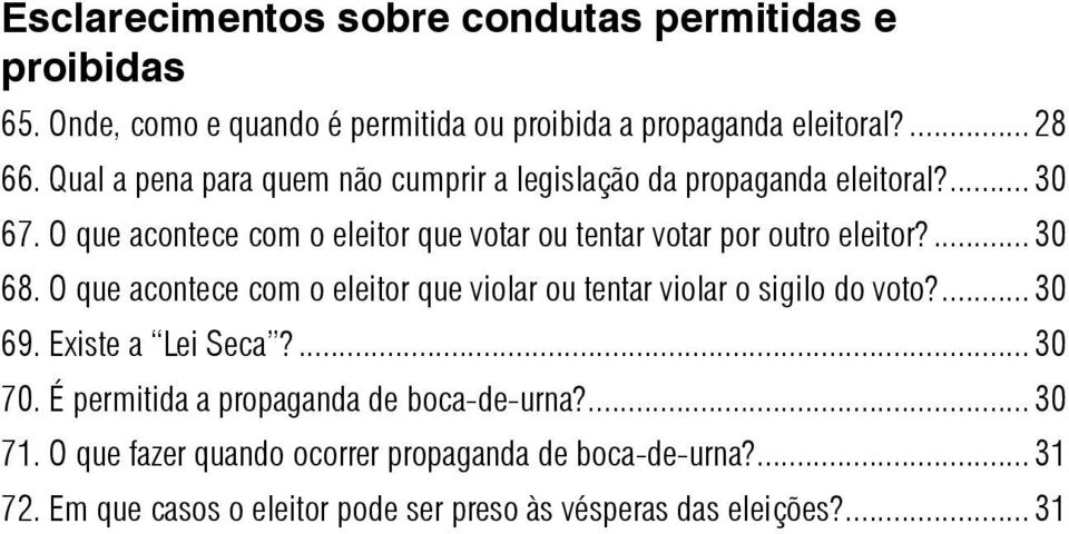 O que acontece com o eleitor que votar ou tentar votar por outro eleitor?... 30 68.