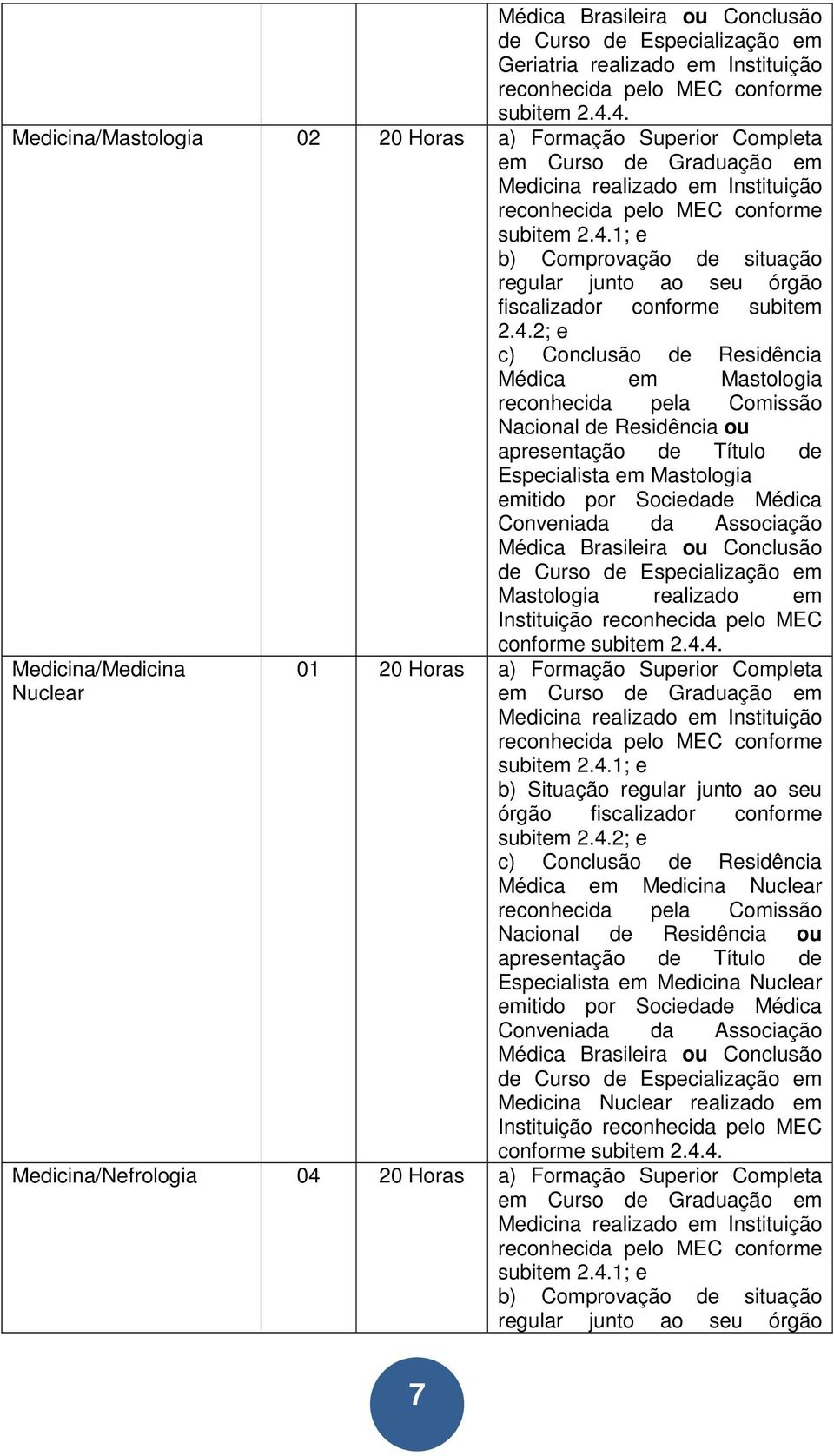 Especialista em Mastologia emitido por Sociedade Médica Conveniada da Associação Médica Brasileira ou Conclusão de Curso de Especialização em Mastologia realizado em conforme subitem 2.4.