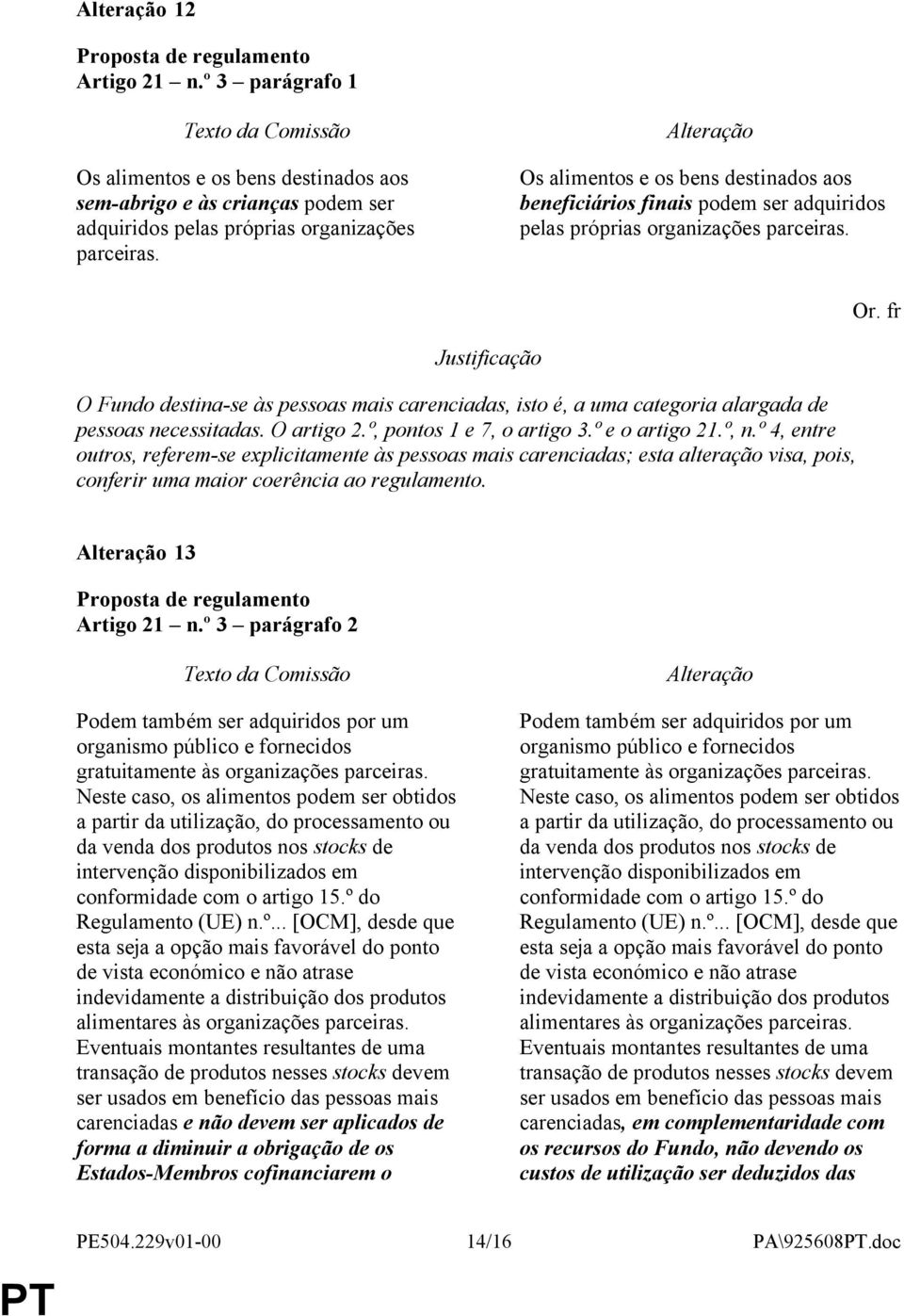 O Fundo destina-se às pessoas mais carenciadas, isto é, a uma categoria alargada de pessoas necessitadas. O artigo 2.º, pontos 1 e 7, o artigo 3.º e o artigo 21.º, n.