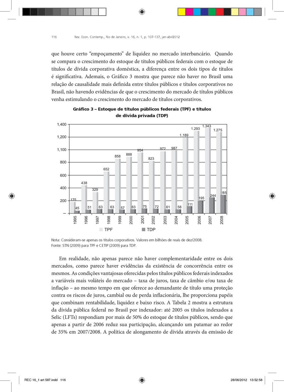 Ademais, o Gráfico 3 mostra que parece não haver no Brasil uma relação de causalidade mais definida entre títulos públicos e títulos corporativos no Brasil, não havendo evidências de que o