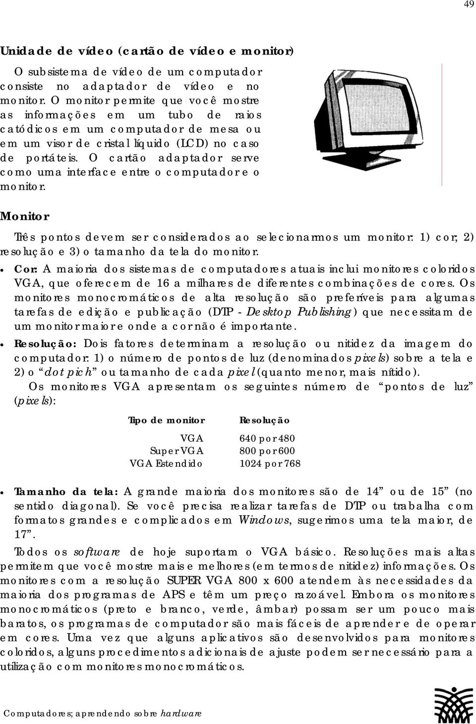 O cartão adaptador serve como uma interface entre o computador e o monitor.