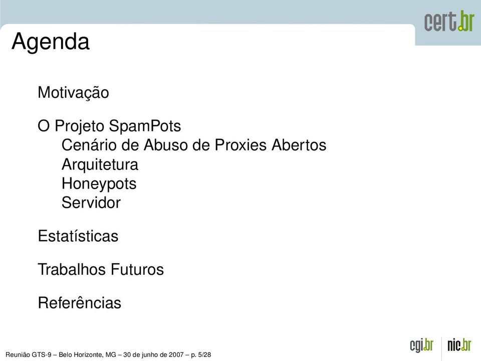 Servidor Estatísticas Trabalhos Futuros Referências