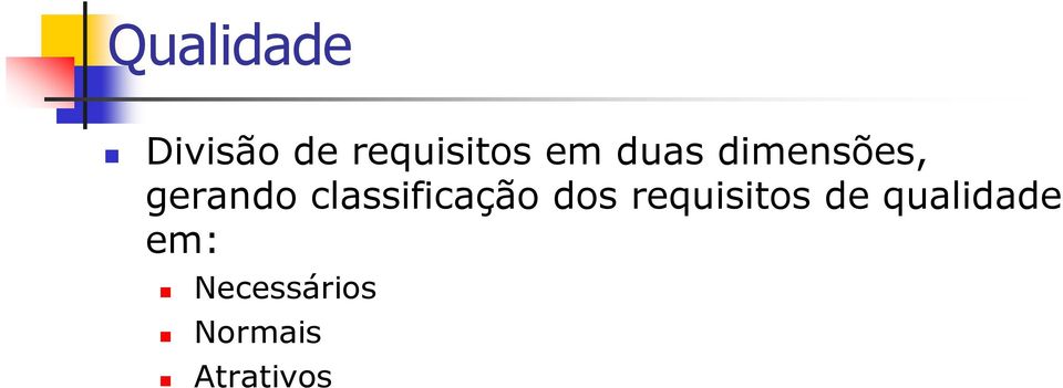 classificação dos requisitos de