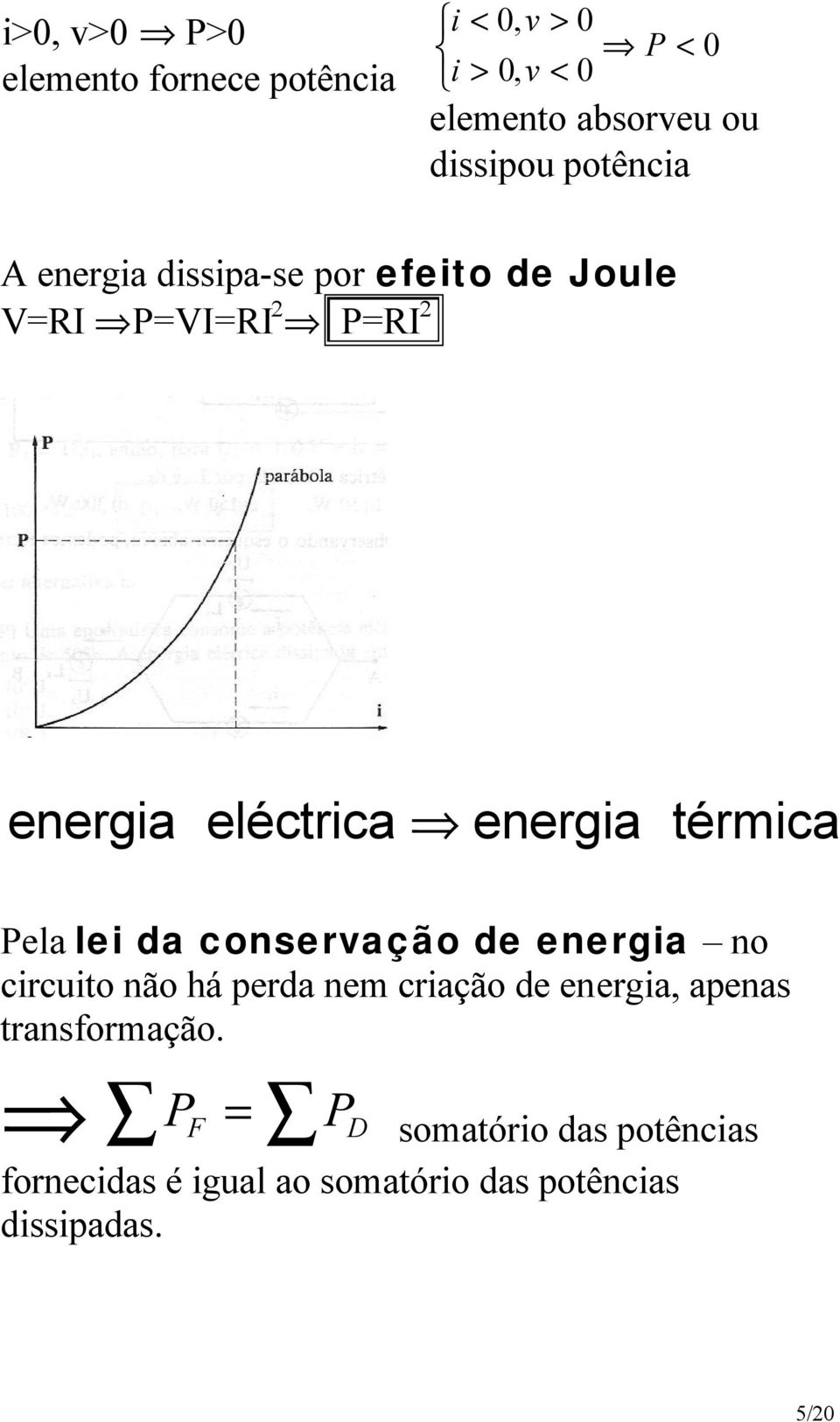 l da consrvação d nrga no crcuto não há prda nm cração d nrga, apnas