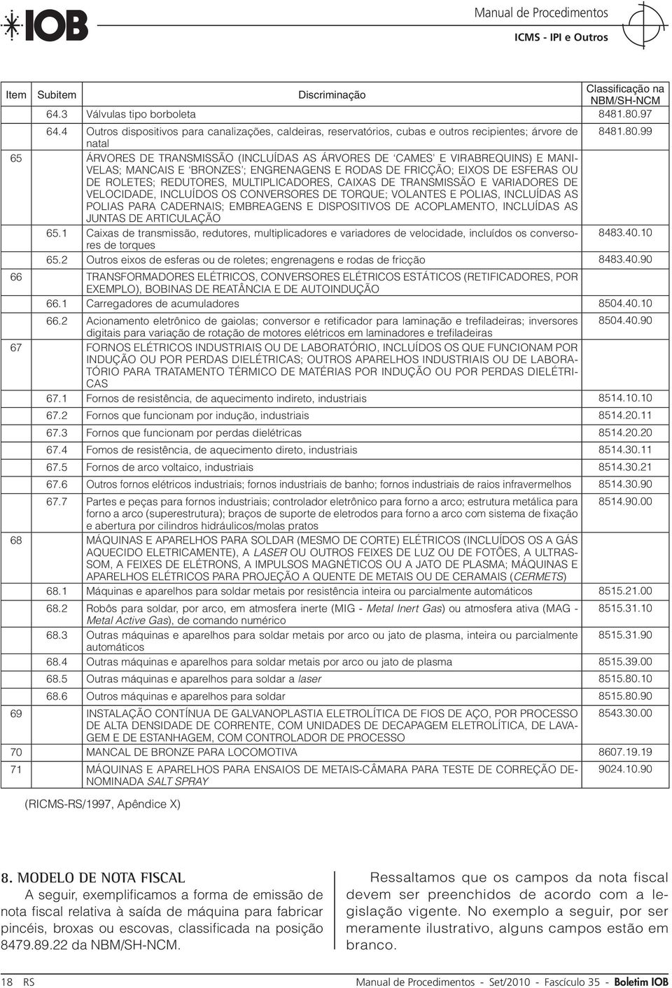 99 natal 65 ÁRVORES DE TRANSMISSÃO (INCLUÍDAS AS ÁRVORES DE CAMES E VIRABREQUINS) E MANI- VELAS; MANCAIS E BRONZES ; ENGRENAGENS E RODAS DE FRICÇÃO; EIXOS DE ESFERAS OU DE ROLETES; REDUTORES,