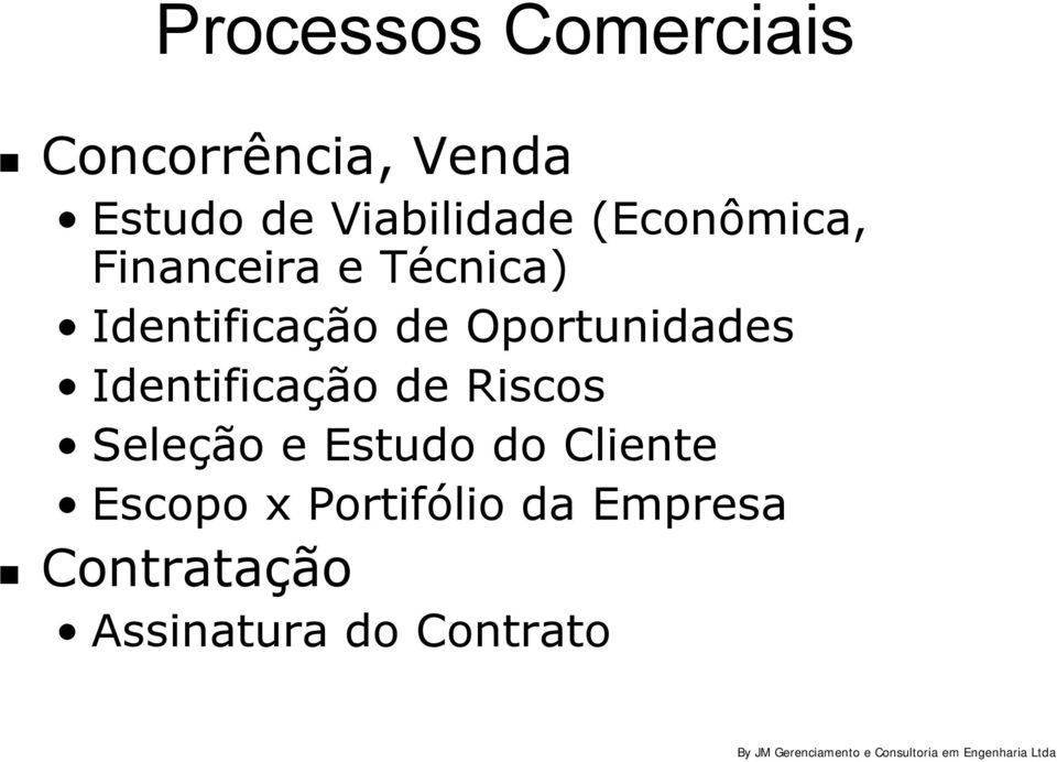 de Oportunidades Identificação de Riscos Seleção e Estudo do