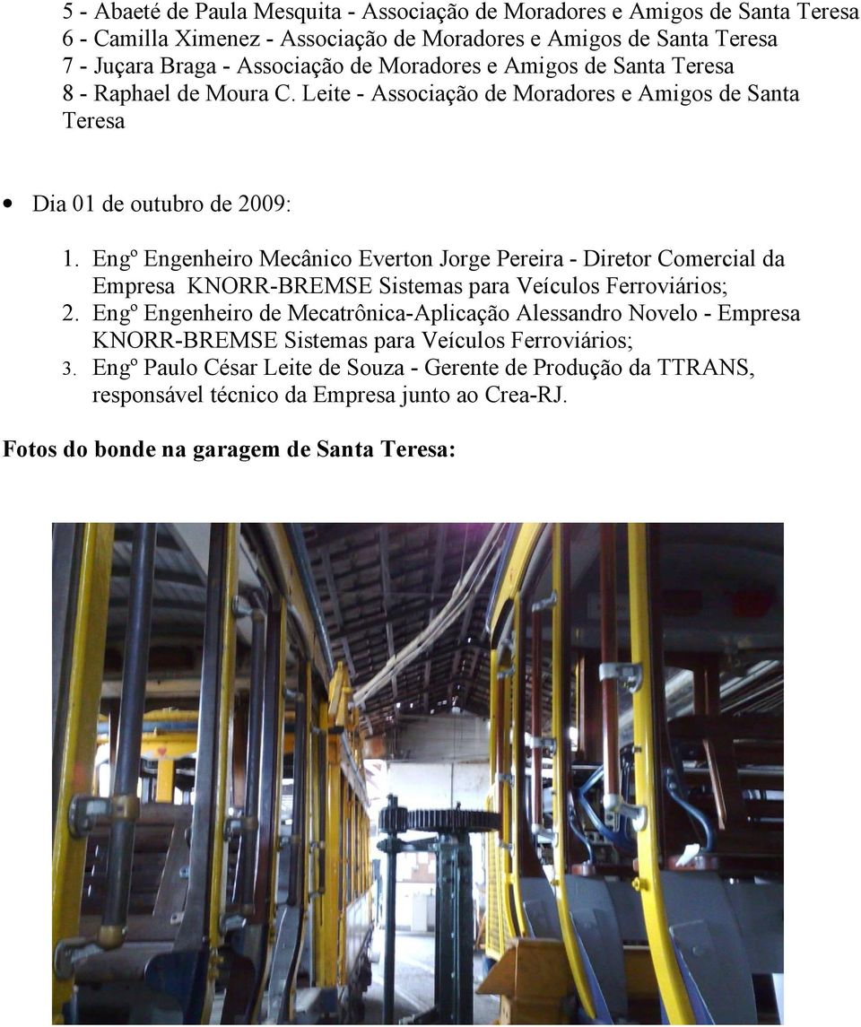 Engº Engenheiro Mecânico Everton Jorge Pereira - Diretor Comercial da Empresa KNORR-BREMSE Sistemas para Veículos Ferroviários; 2.