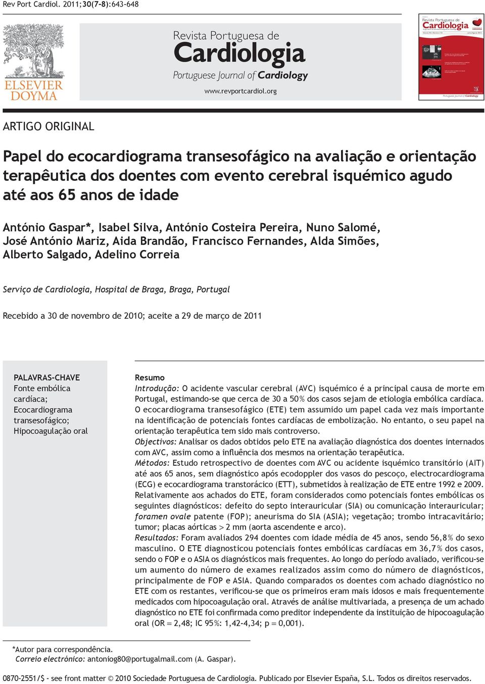 2011;30(7-8):643-648 Revista Portuguesa de Cardiologia Portuguese Journal of Cardiology www.revportcardiol.