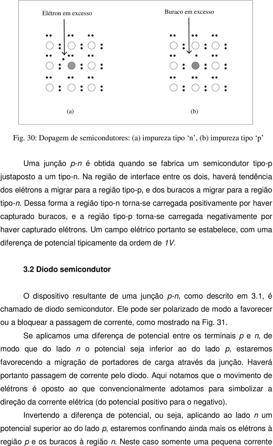 ssa forma a rgão tpo-n torna-s carrgada postamnt por har capturado buracos, a rgão tpo-p torna-s carrgada ngatamnt por har capturado létrons.