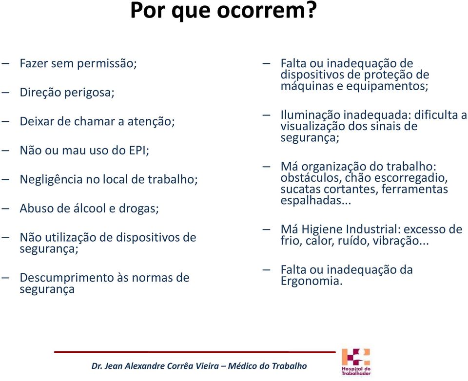 Não utilização de dispositivos de segurança; Descumprimento às normas de segurança Falta ou inadequação de dispositivos de proteção de máquinas e