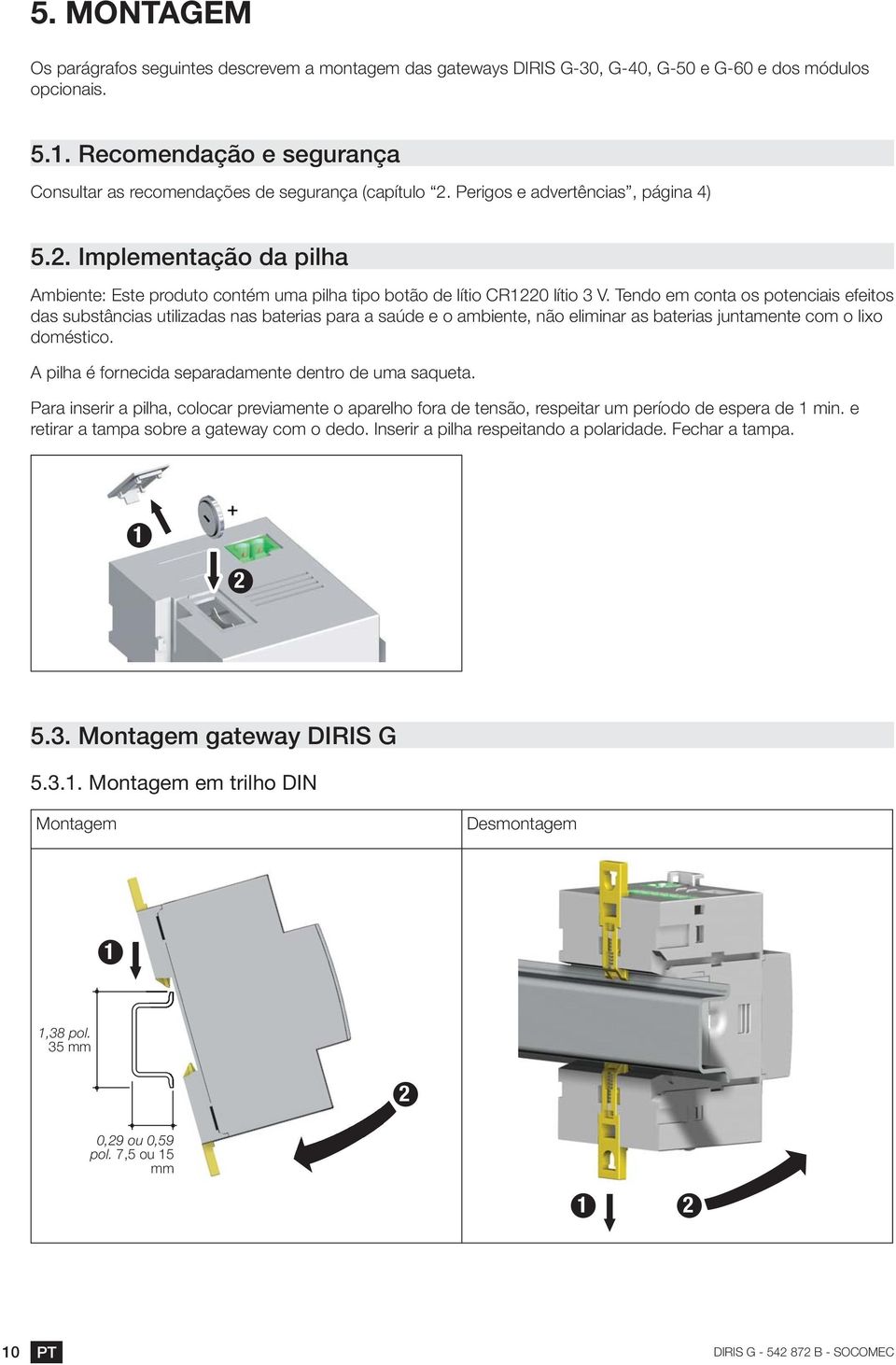 Montagem gateway DIRIS G 5.3.1.