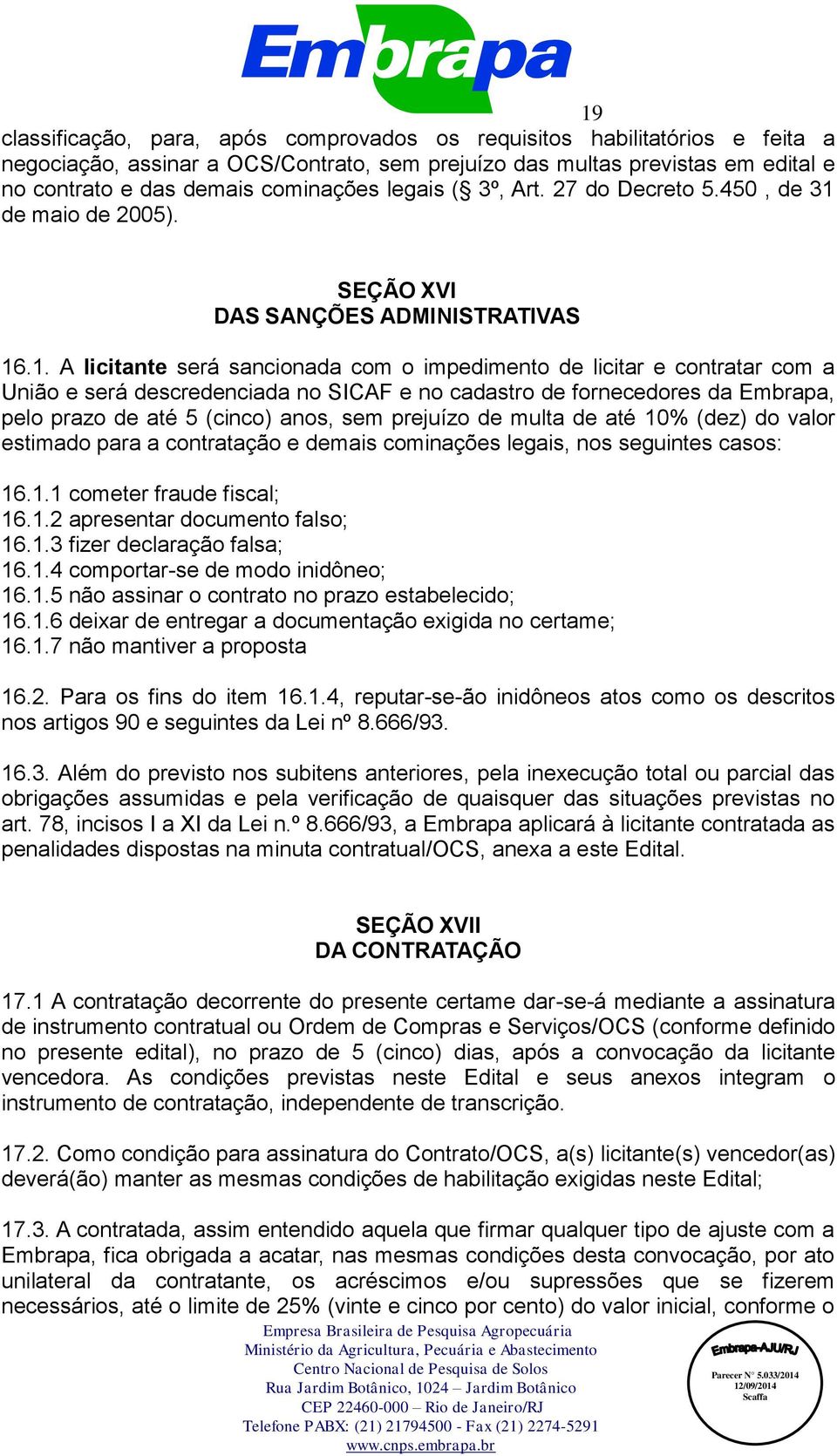 de maio de 2005). SEÇÃO XVI DAS SANÇÕES ADMINISTRATIVAS 16