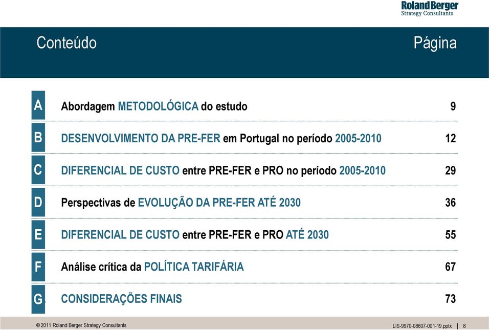DIFERENCIAL DE CUSTO entre PRE-FER e PRO no período 2005-2010 29 D D.
