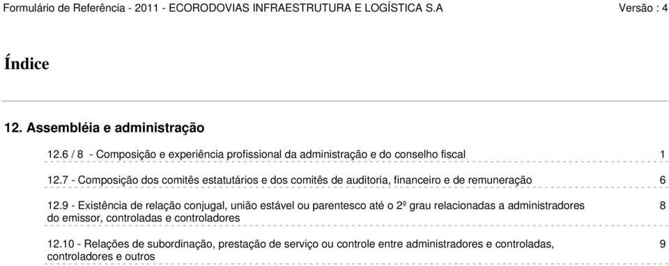 7 - Composição dos comitês estatutários e dos comitês de auditoria, financeiro e de remuneração 6 12.