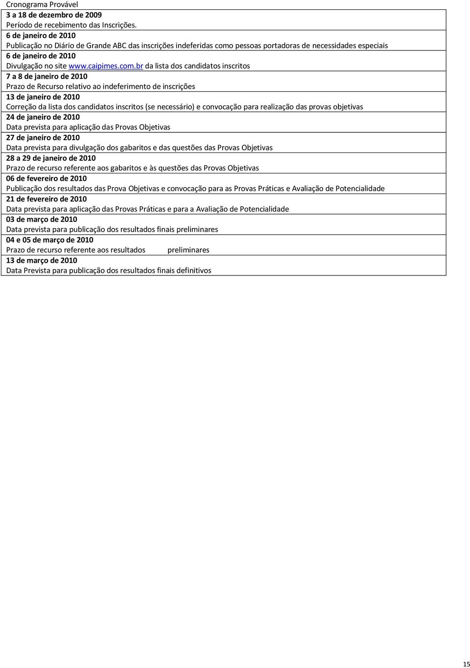 pessoas portadoras de necessidades especiais 6 de janeiro de 2010 Divulgação no site www.caipimes.com.