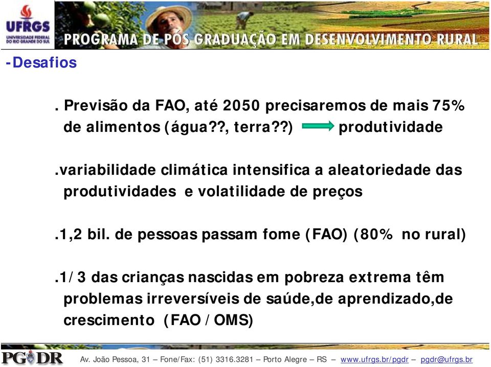 variabilidade climática intensifica a aleatoriedade das produtividades e volatilidade de